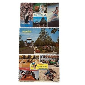 Sea World Aurora Ohio Vintage 80's Postcards Lot of 3